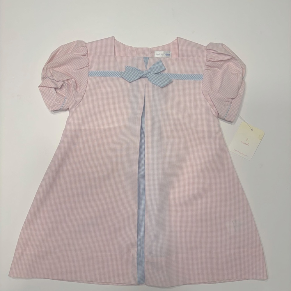 PETIT AMI DRESS ELITE LINE  SIZE 9 MONTHS 
PINK & BLUE GINGHAM
